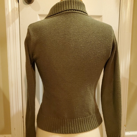 Olive green button up cardigan with pockets - Picture 3 of 5
